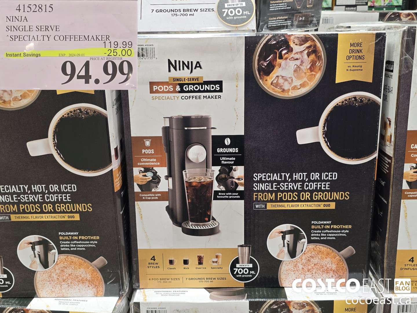 4152815 NINJA SINGLE SERVE SPECIALTY COFFEEMAKER ($25.00 INSTANT SAVINGS EXPIRES ON 2024-09-01) $94.99