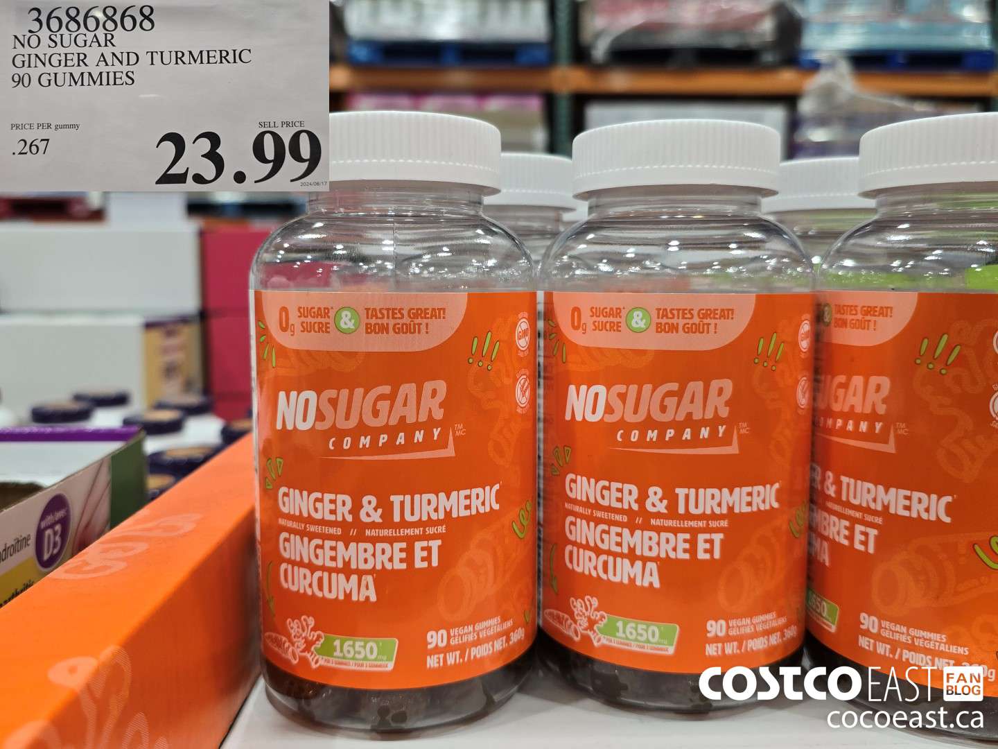 3686868 NO SUGAR GINGER AND TURMERIC 90 GUMMIES $23.99