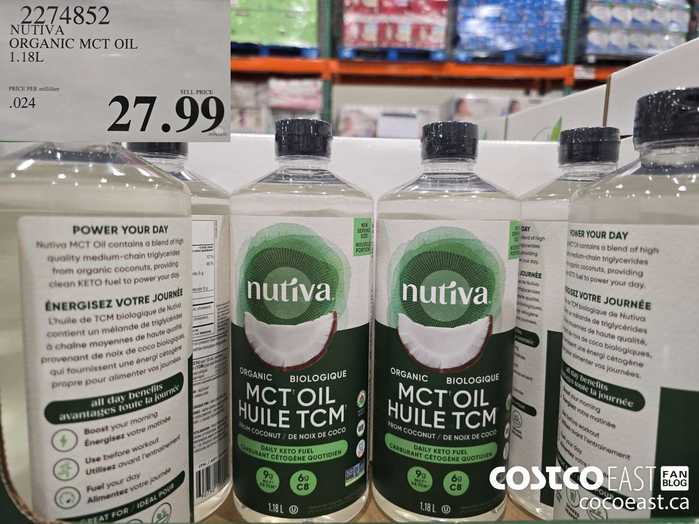 2274852 NUTIVA ORGANIC MCT OIL 1.18L $27.99