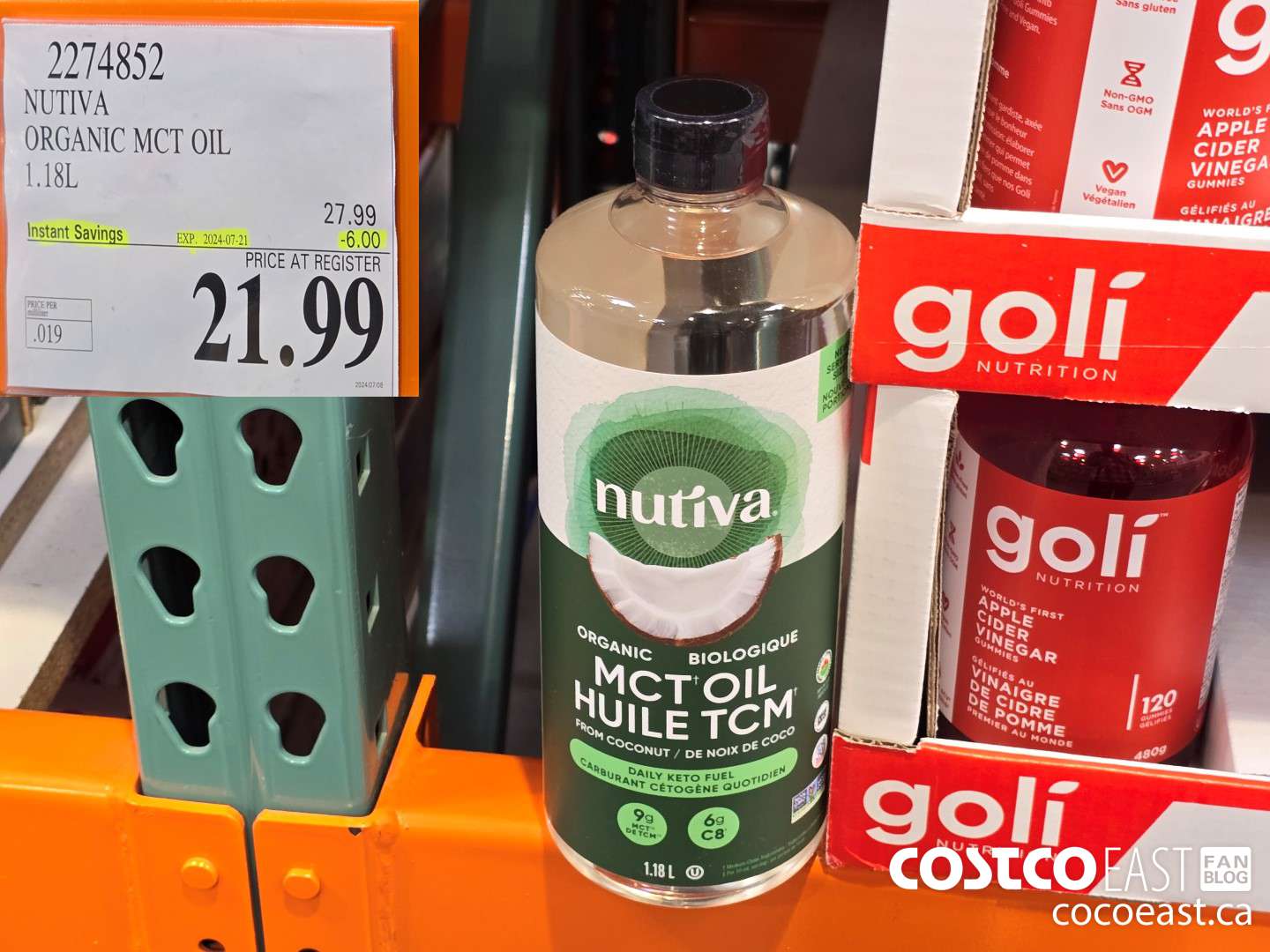 2274852 NUTIVA ORGANIC MCT OIL 1.18L ($6.00 INSTANT SAVINGS EXPIRES ON 2024-07-21) $21.99