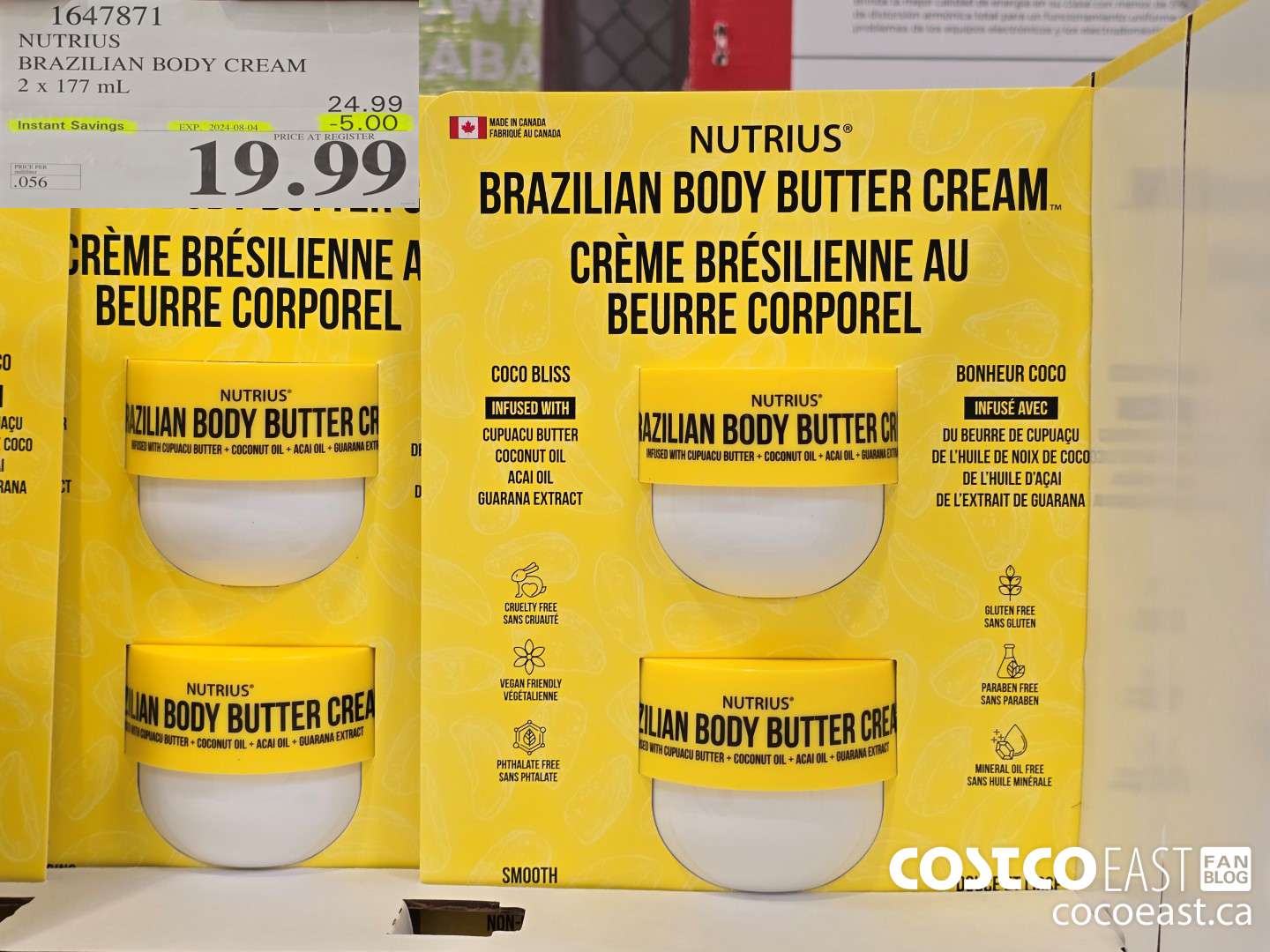 1647871 NUTRIUS BRAZILIAN BODY CREAM 2 X 177ML ($5.00 INSTANT SAVINGS EXPIRES ON 2024-08-04) $19.99