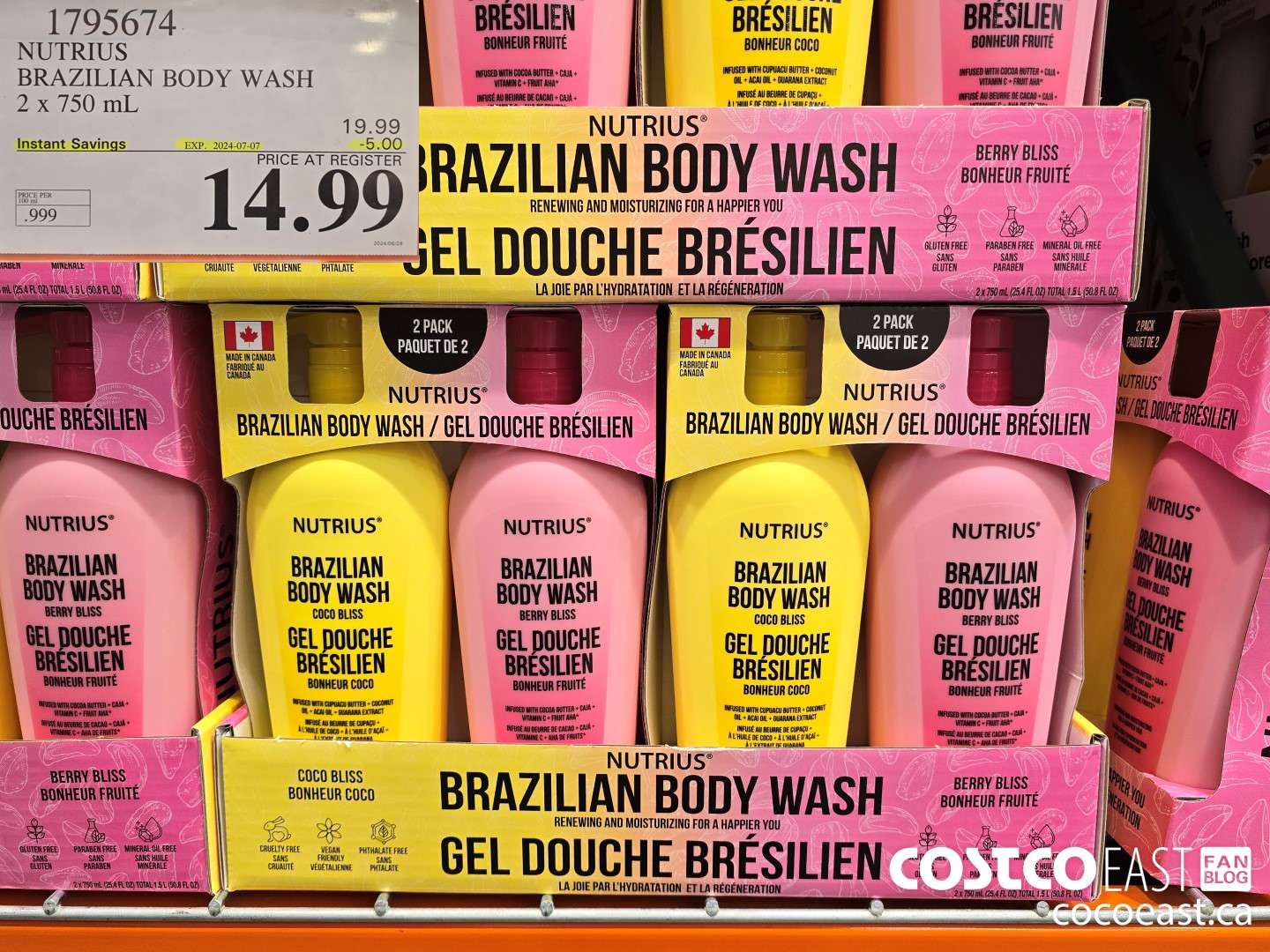 1795674 NUTRIUS BRAZILIAN BODY WASH 2 x 750 mL ($5.00 INSTANT SAVINGS EXPIRES ON 2024-07-07) $14.99