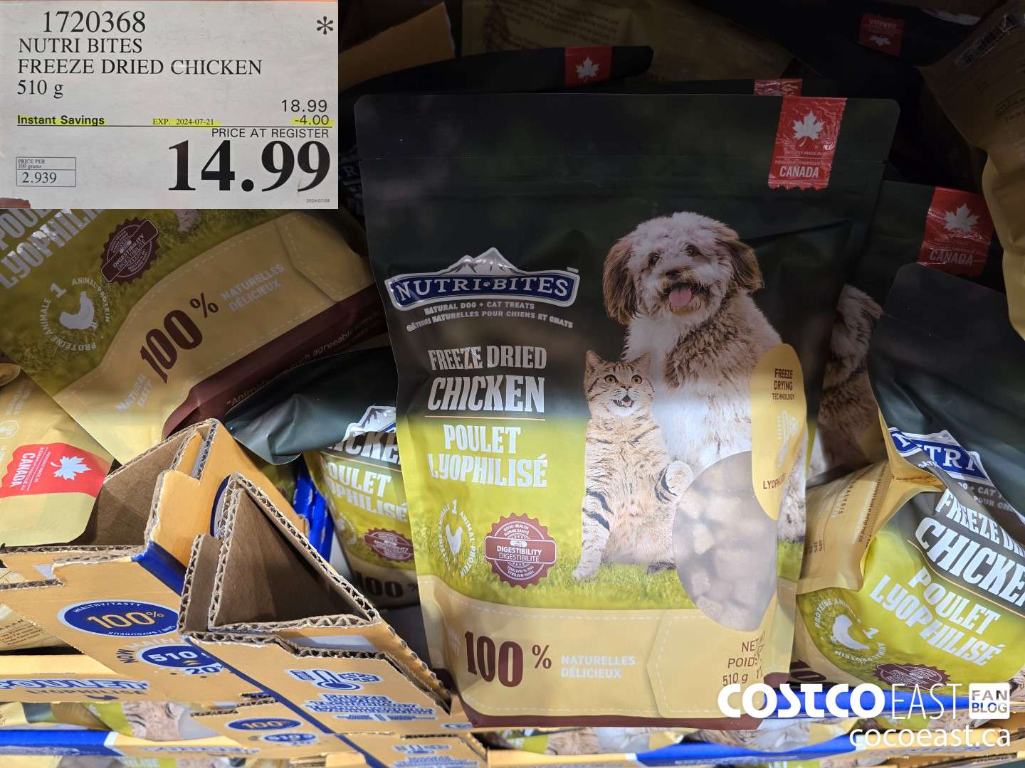 1720368 NUTRI BITES FREEZE DRIED CHICKEN 510 g ($4.00 INSTANT SAVINGS EXPIRES ON 2024-07-21) $14.99