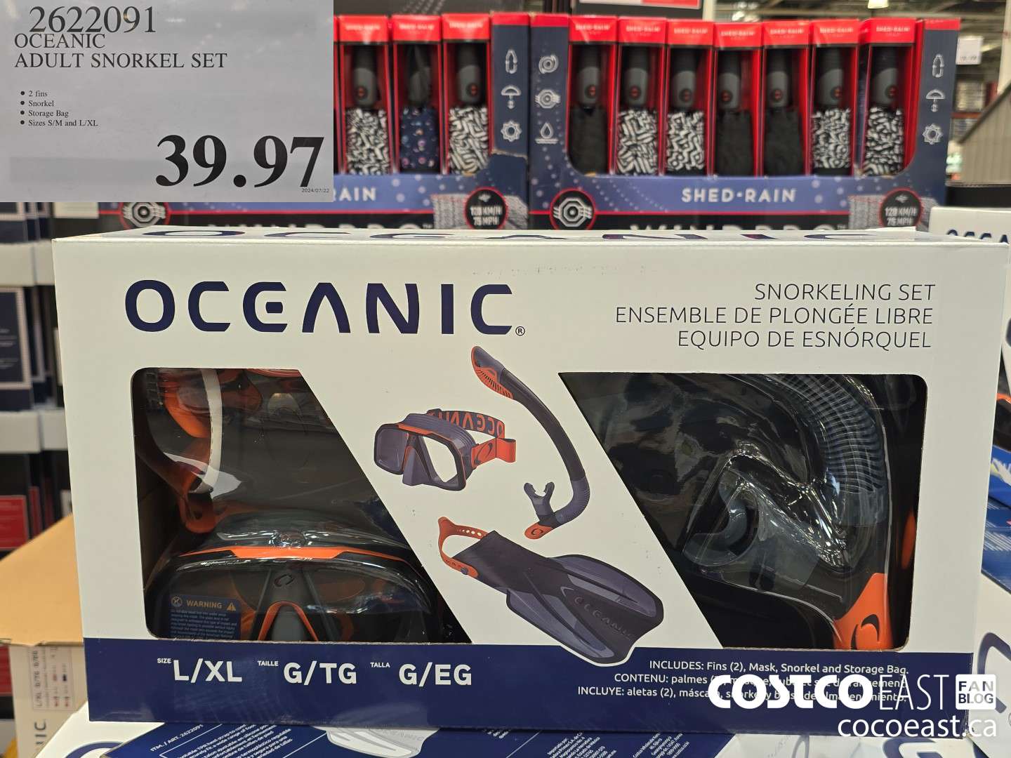 2622091 OCEANIC ADULT SNORKEL SET $39.97