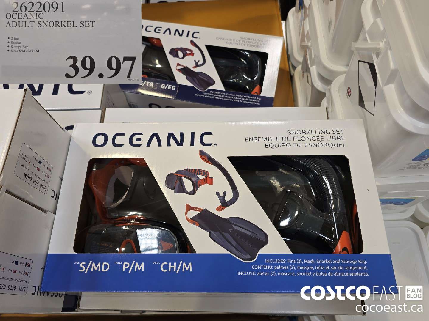 2622091 OCEANIC ADULT SNORKEL SET $39.97
