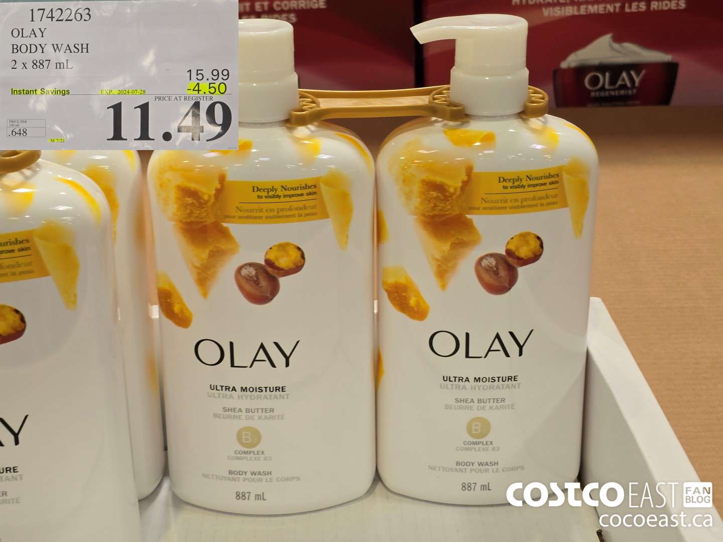 1742263 OLAY BODY WASH 2 X 887 mL ($4.50 INSTANT SAVINGS EXPIRES ON 2024-07-28) $11.49