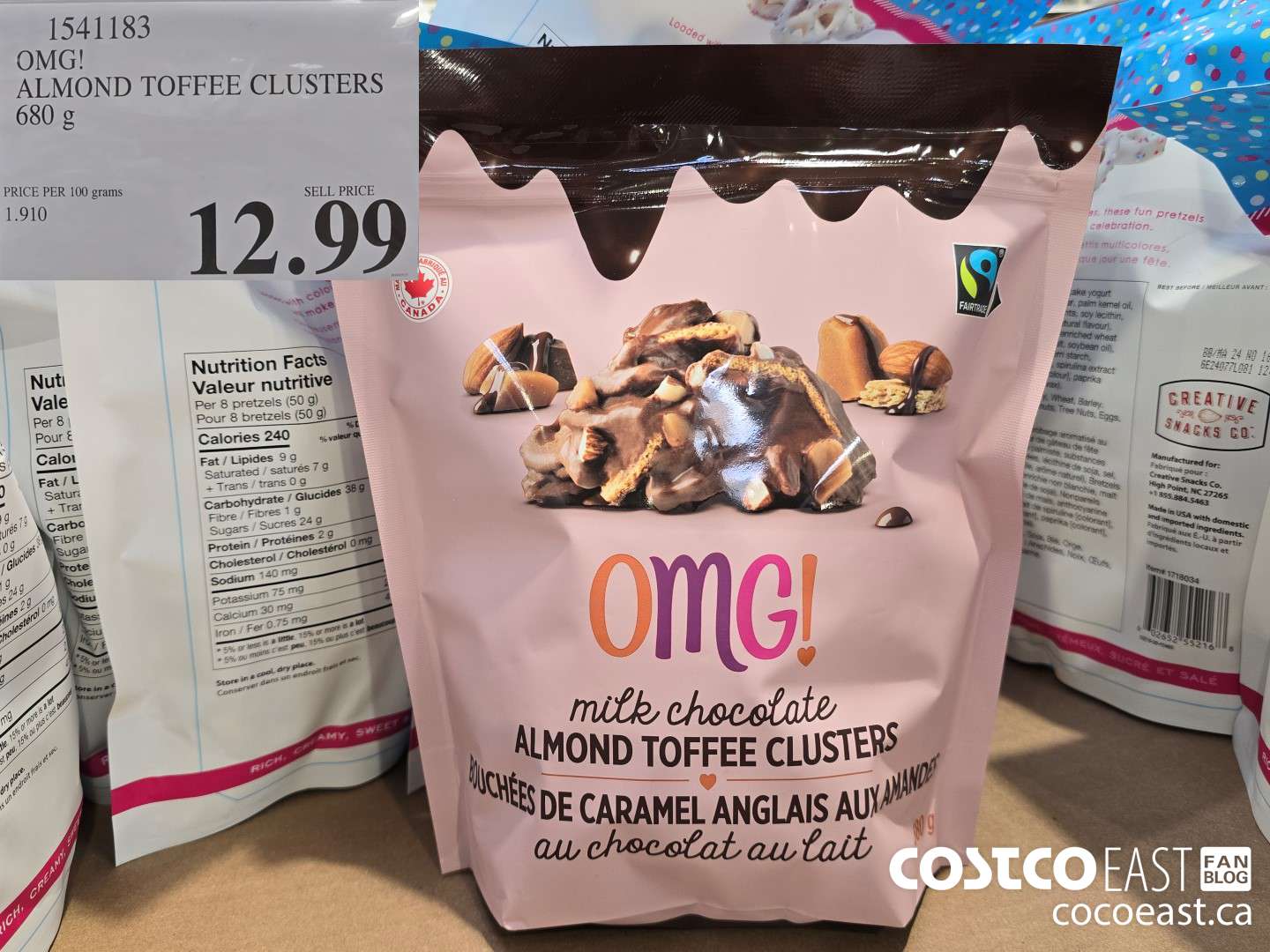 1541183 OMG! ALMOND TOFFEE CLUSTERS 680 g $12.99
