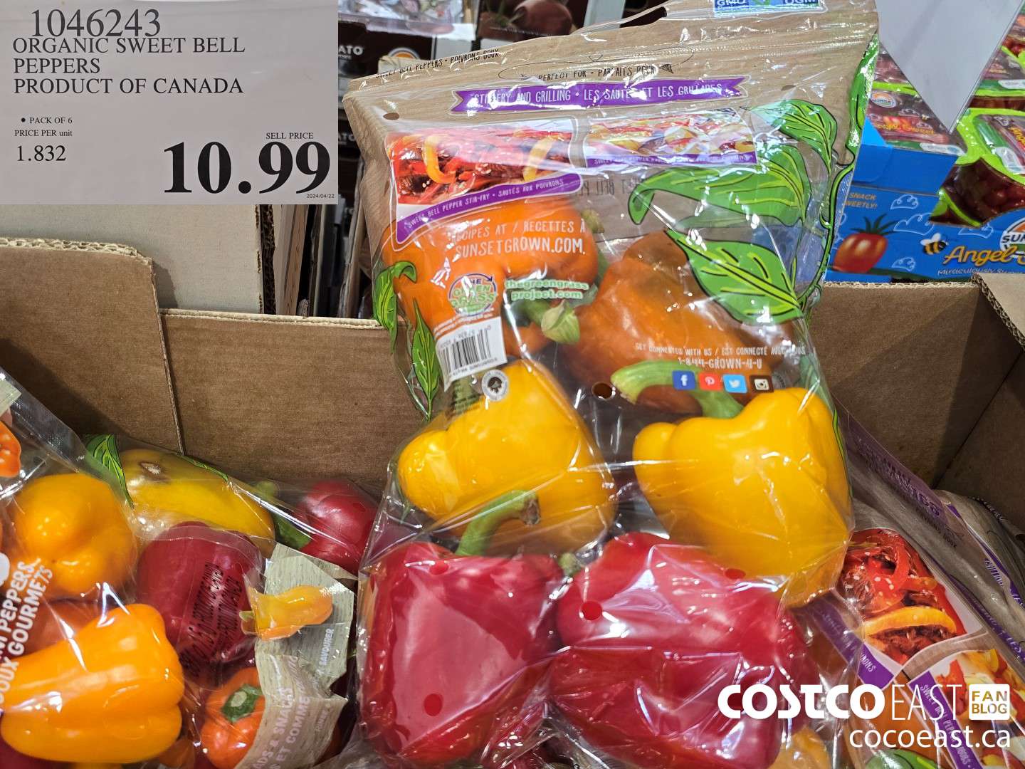 1046243 ORGANIC SWEET BELL PEPPERS PRODUCT OF CANADA $10.99
