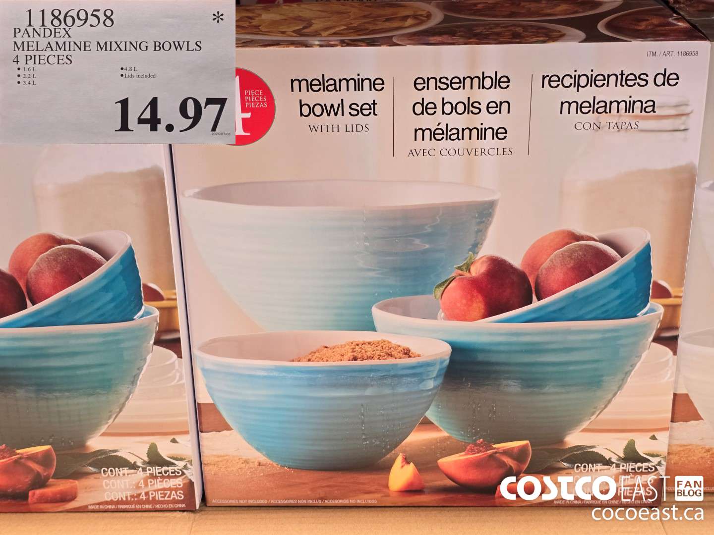 1186958 PANDEX MELAMINE MIXING BOWLS 4 PIECES $14.97