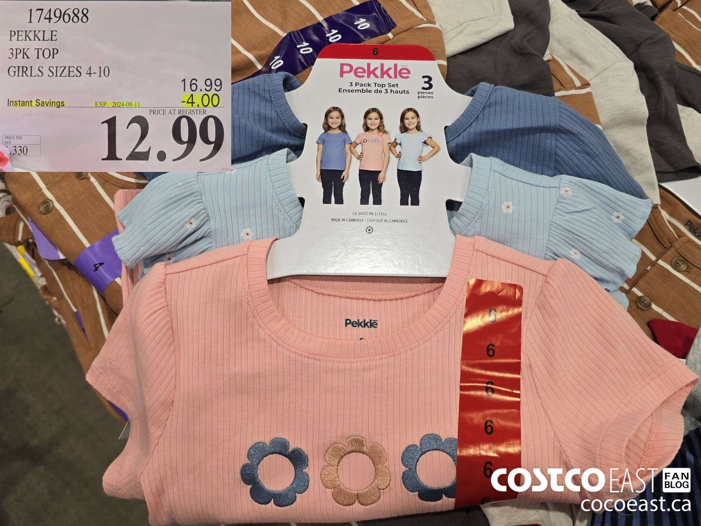 1749688 PEKKLE 3PK TOP GIRLS SIZES 4-10 ($4.00 INSTANT SAVINGS EXPIRES ON 2024-08-11) $12.99