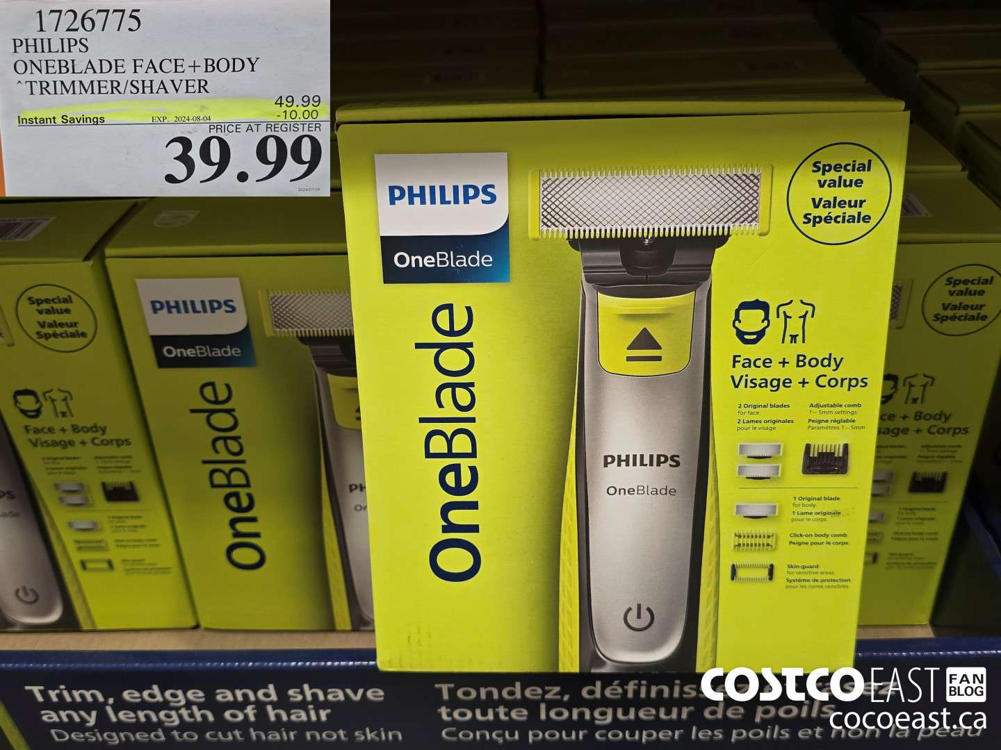 1726775 PHILIPS ONEBLADE FACE+ BODY TRIMMER/SHAVER ($10.00 INSTANT SAVINGS EXPIRES ON 2024-08-04) $39.99