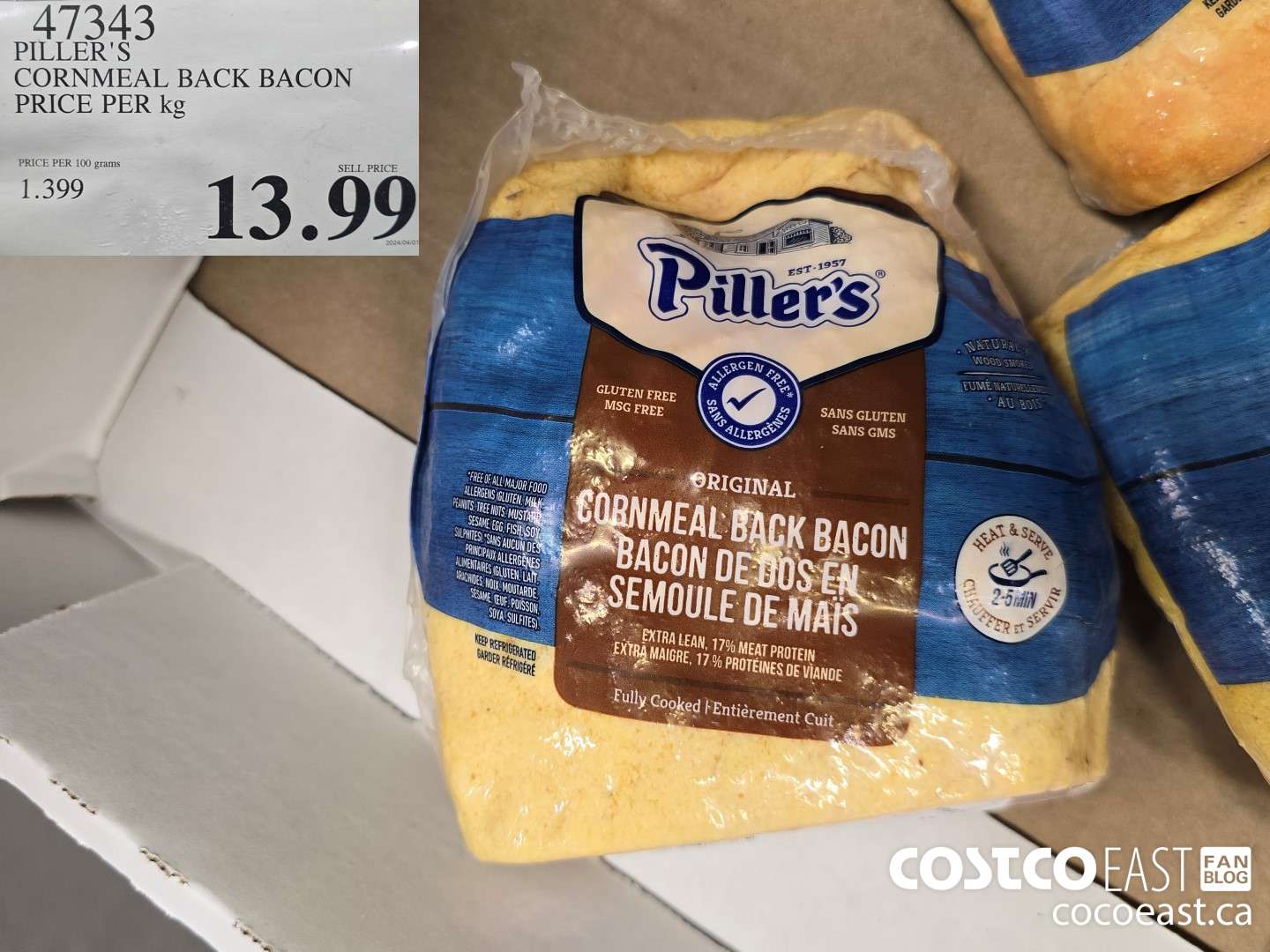 47343 PILLER'S CORNMEAL BACK BACON PRICE PER KG $13.99
