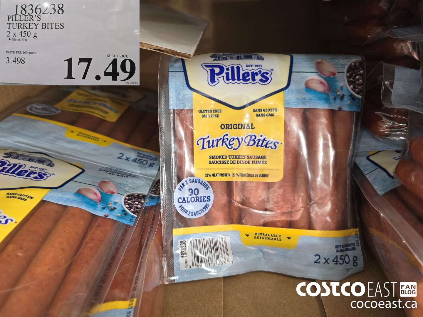 1836238 PILLER'S TURKEY BITES 2 X 450 G PRICE PER 100 grams SEL $17.49