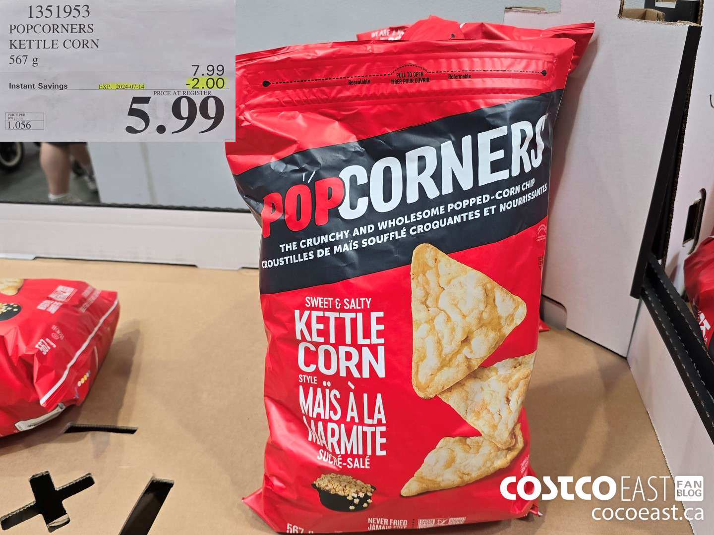1351953 POPCORNERS KETTLE POPPED CHIPS 567 G ($2.00 INSTANT SAVINGS EXPIRES ON 2024-07-14) $5.99