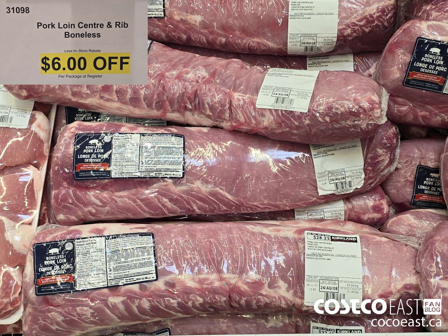 31098 PORK LOIN CENTRE & RIB BONELESS ($6.00 INSTANT SAVINGS)