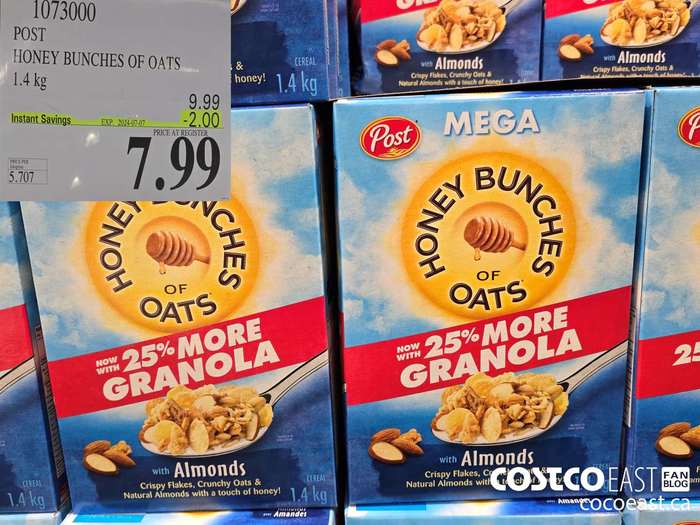 1073000 POST HONEY BUNCHES OF OATS 1.4 KG ($2.00 INSTANT SAVINGS EXPIRES ON 2024-07-07) $7.99