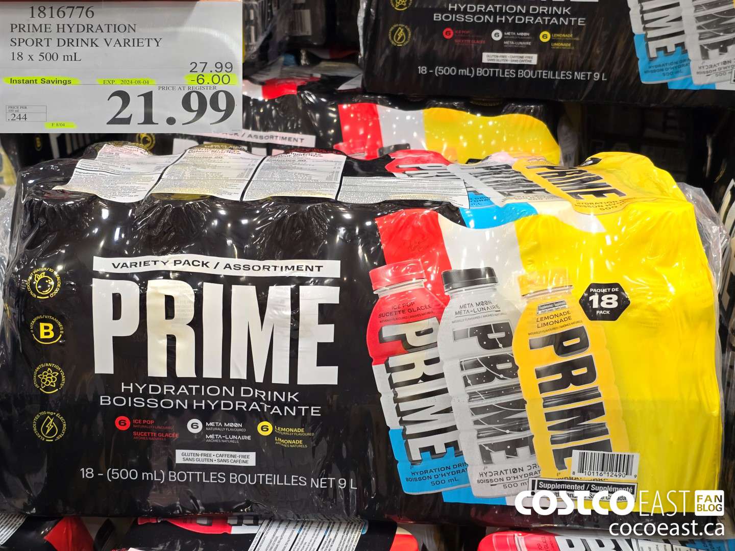 1816776 PRIME HYDRATION SPORT DRINK VARIETY 18 x 500 mL ($6.00 INSTANT SAVINGS EXPIRES ON 2024-08-04) $21.99