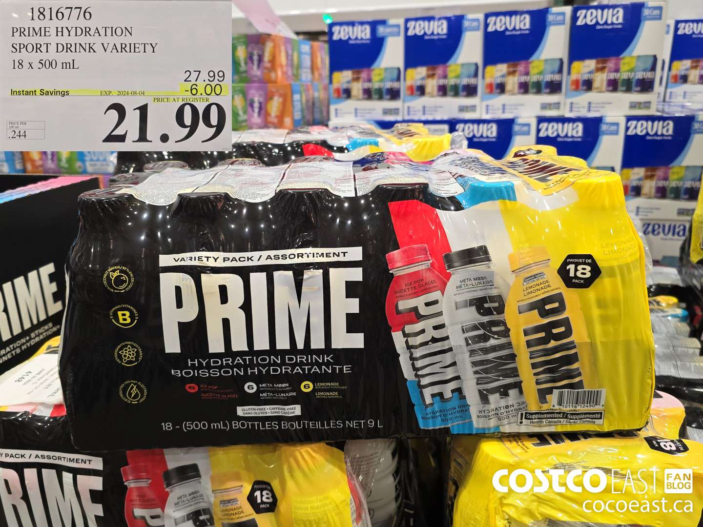 1816776 PRIME HYDRATION SPORT DRINK VARIETY 18 x 500 mL ($6.00 INSTANT SAVINGS EXPIRES ON 2024-08-04) $21.99
