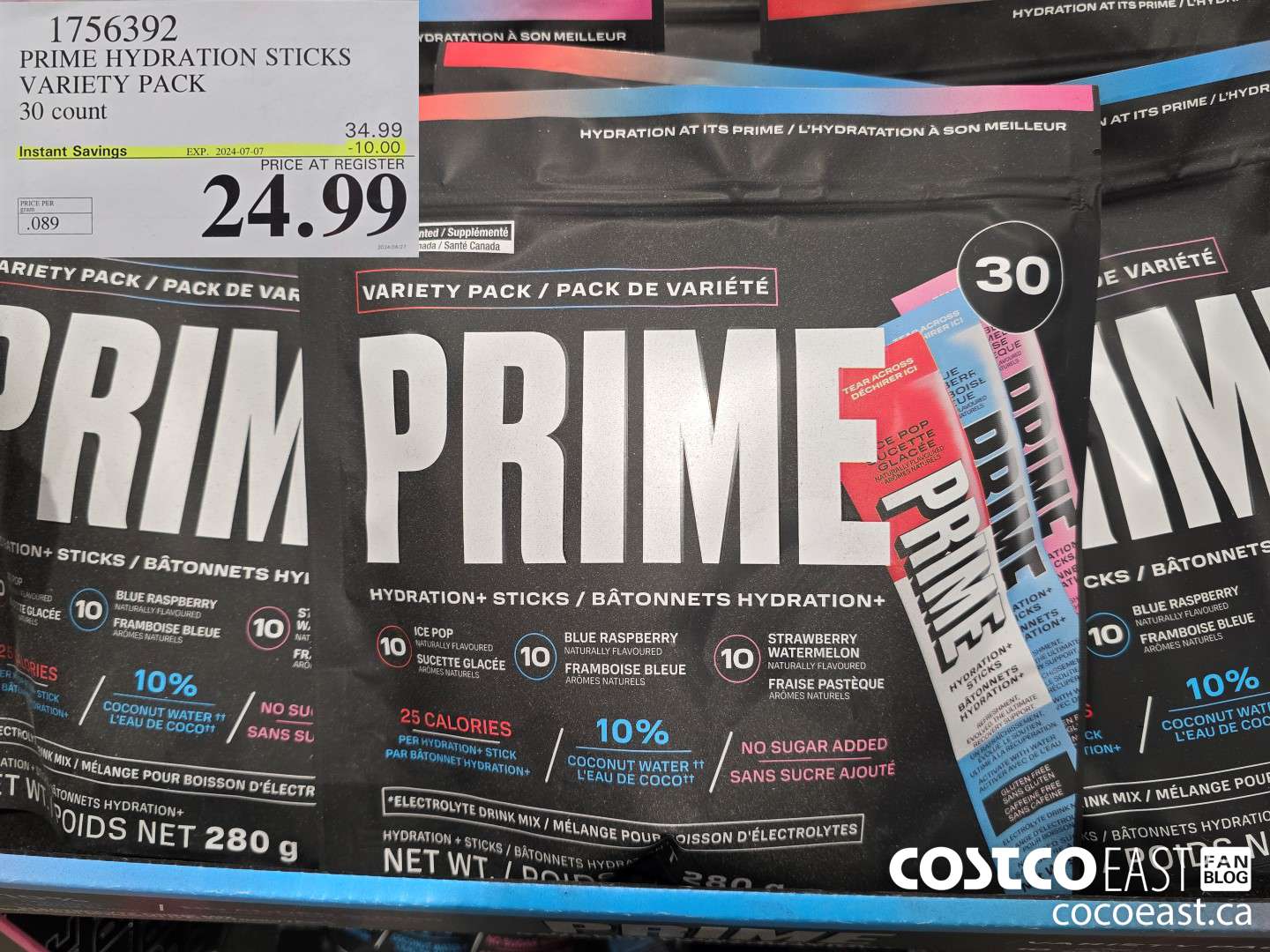 1756392 PRIME HYDRATION STICKS VARIETY PACK 30 count ($10.00 INSTANT SAVINGS EXPIRES ON 2024-07-07) $24.99