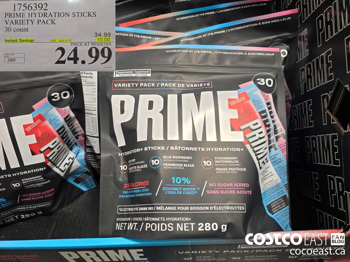 1756392 PRIME HYDRATION STICKS VARIETY PACK 30 count ($10.00 INSTANT SAVINGS EXPIRES ON 2024-07-07) $24.99