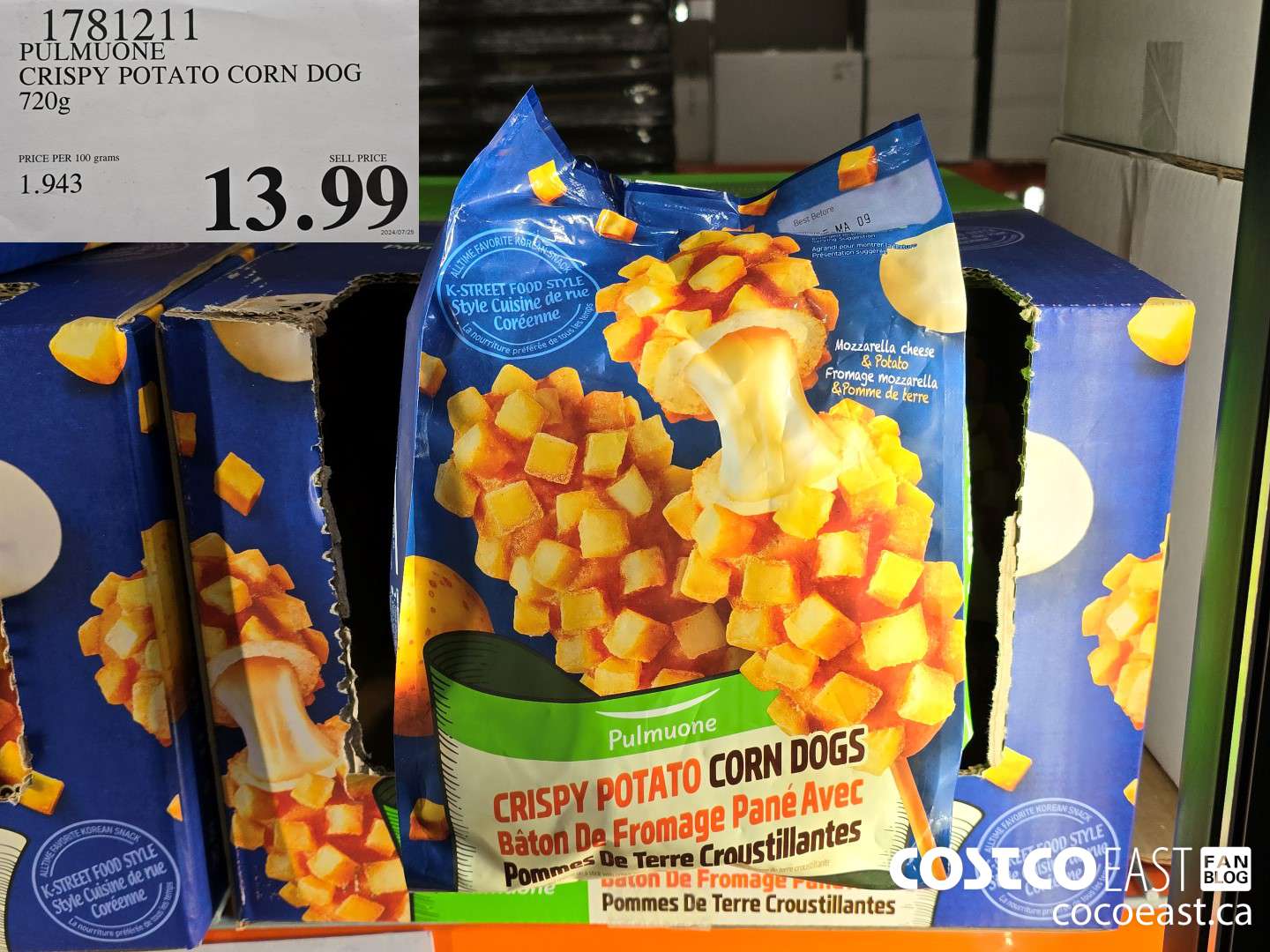 1781211 PULMUONE CRISPY POTATO CORN DOG 720g $13.99