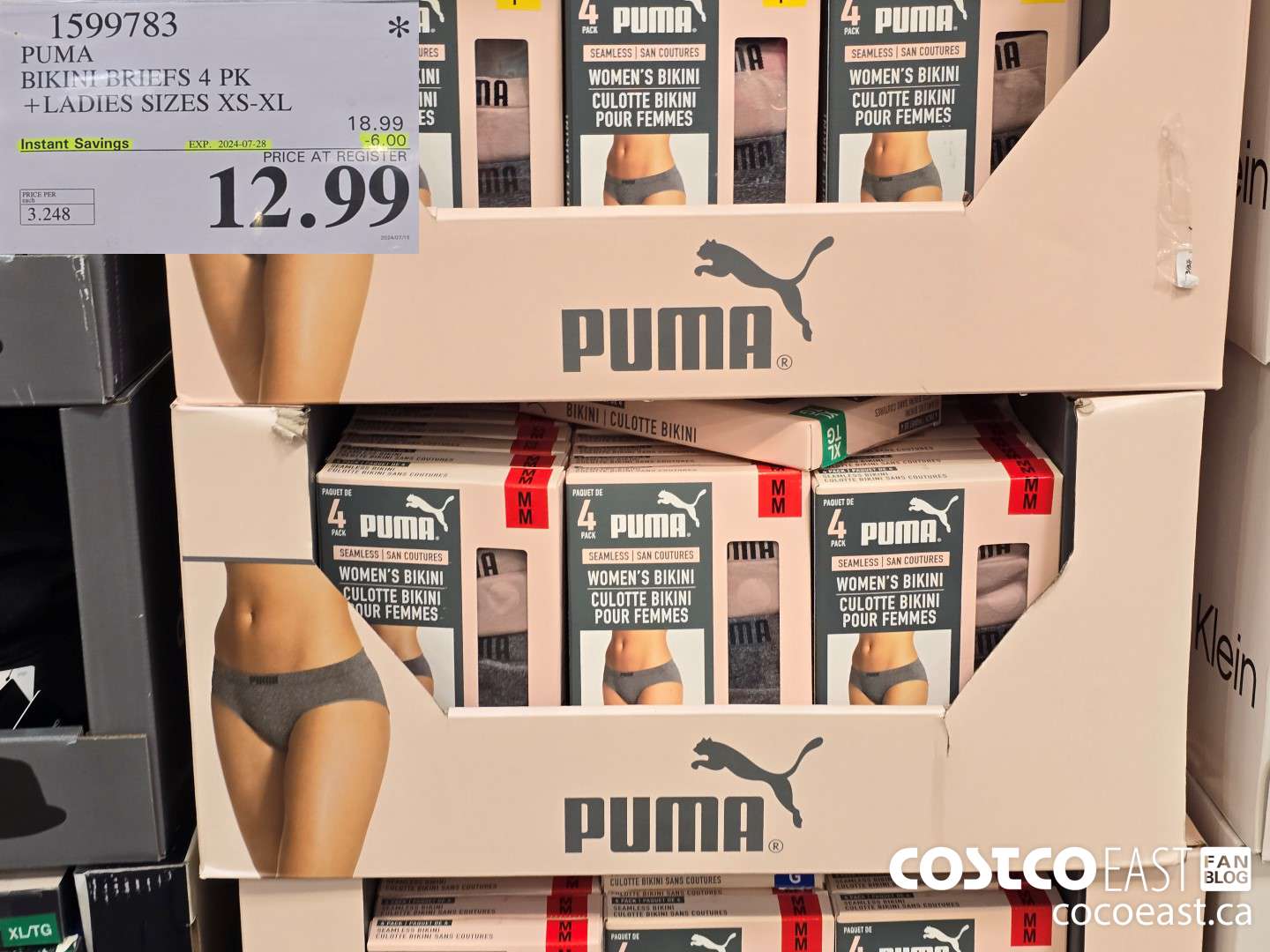 1599783 PUMA BIKINI BRIEFS 4 PK +LADIES SIZES XS-XL ($6.00 INSTANT SAVINGS EXPIRES ON 2024-07-28) $12.99