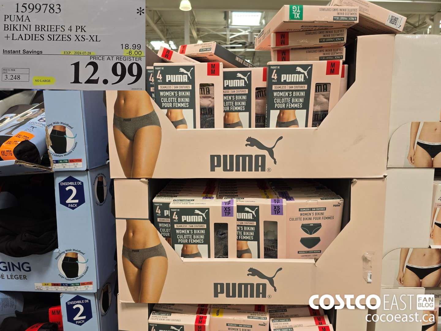 1599783 PUMA BIKINI BRIEFS 4 PK +LADIES SIZES XS-XL ($6.00 INSTANT SAVINGS EXPIRES ON 2024-07-28) $12.99