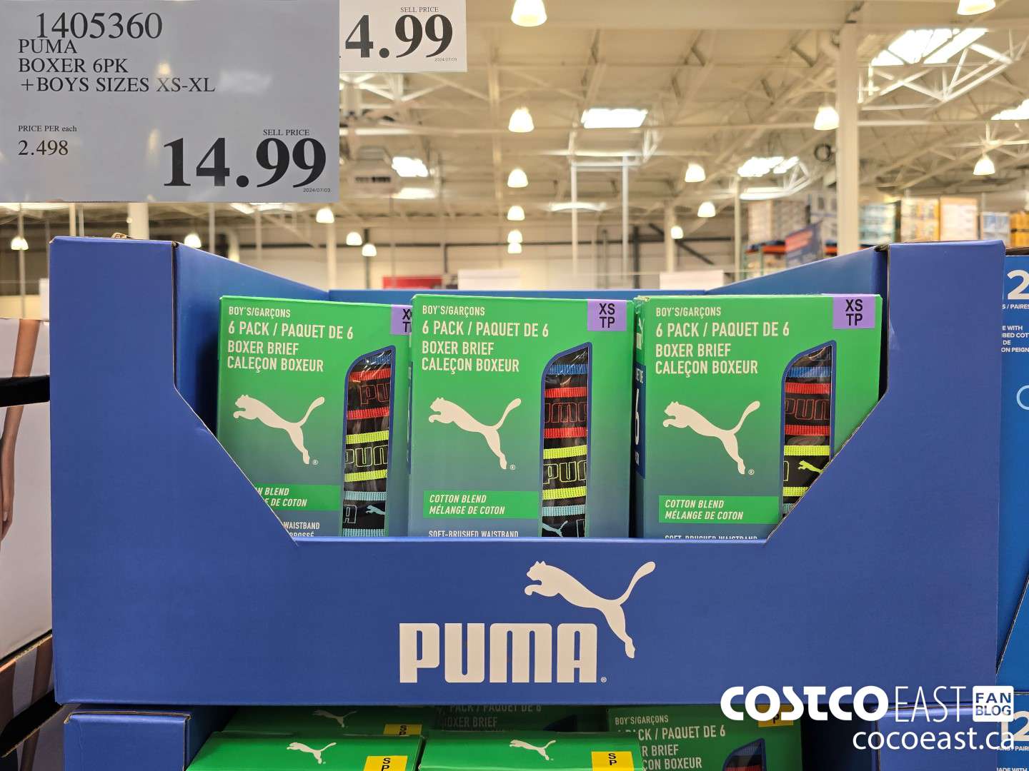 1405360 PUMA BOXER 6PK +BOYS SIZES XS-XL $14.99