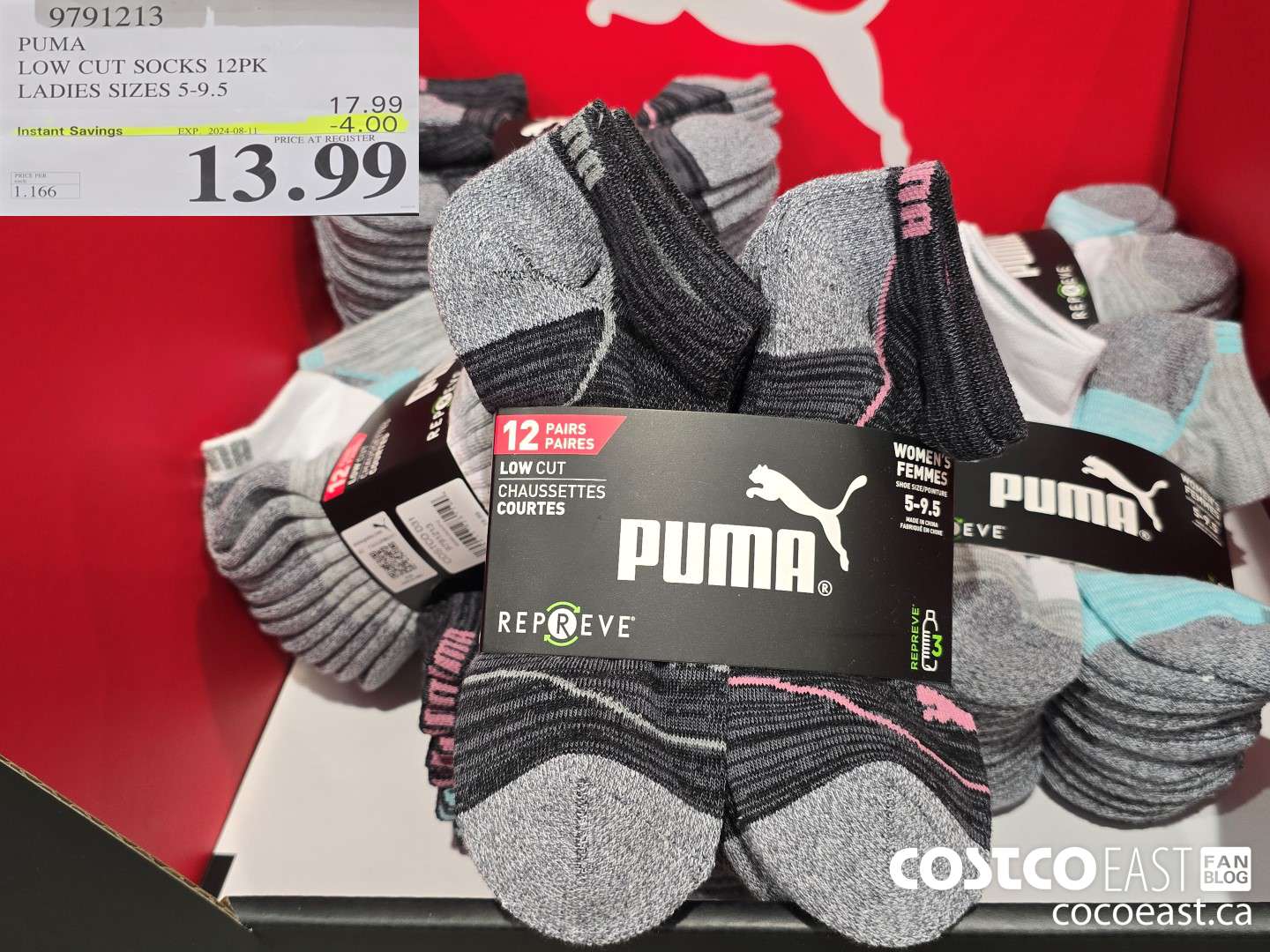 9791213 PUMA LOW CUT SOCKS 12PK LADIES SIZES 5-9.5 ($4.00 INSTANT SAVINGS EXPIRES ON 2024-08-11) $13.99