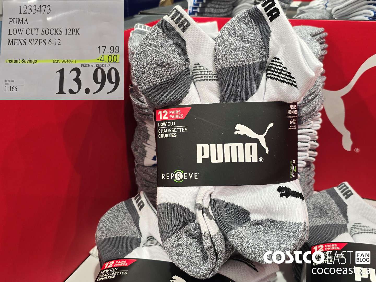 1233473 PUMA LOW CUT SOCK 12PK MENS SIZES 6-12 ($4.00 INSTANT SAVINGS EXPIRES ON 2024-08-11) $13.99