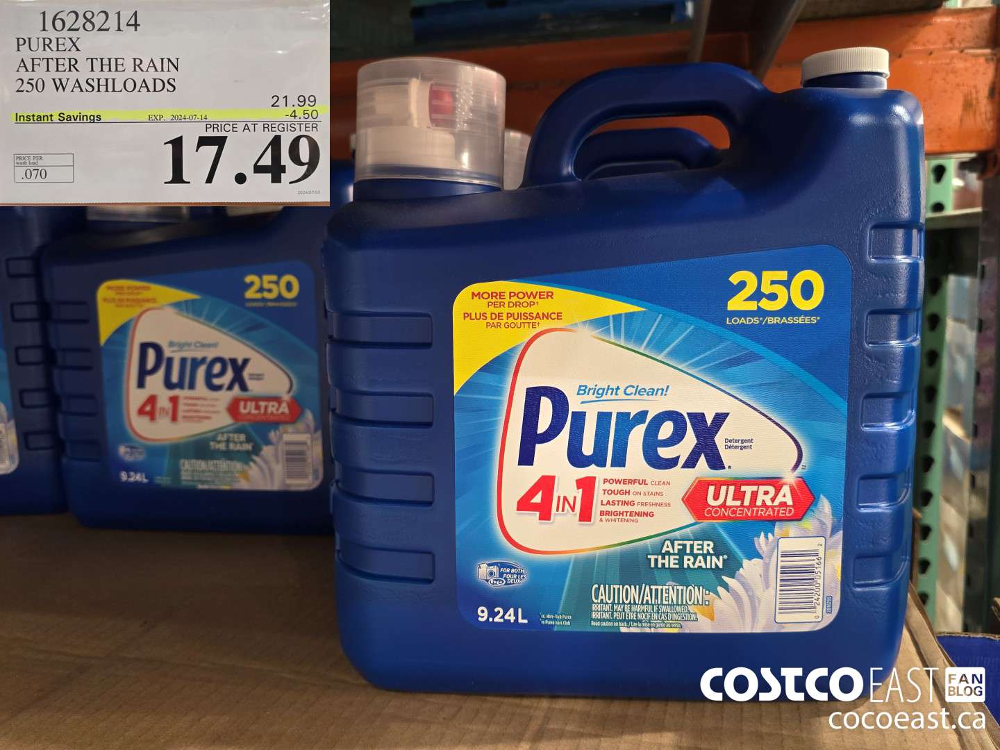 1628214 PUREX AFTER THE RAIN 250 washloads ($4.50 INSTANT SAVINGS EXPIRES ON 2024-07-14) $17.49