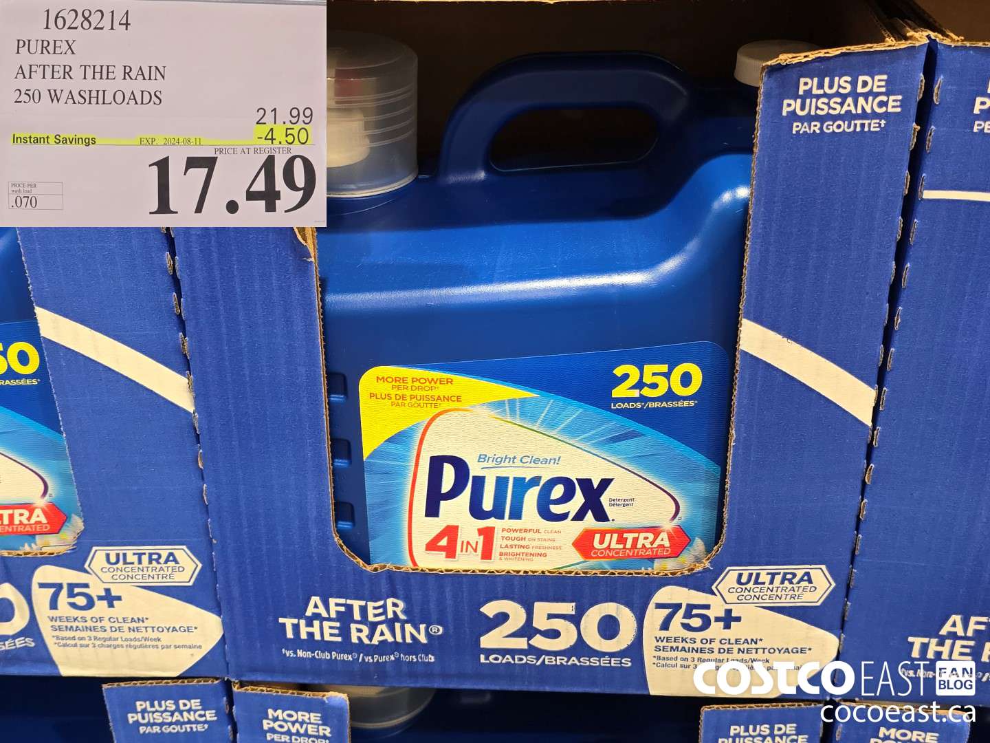 1628214 PUREX AFTER THE RAIN 250 washloads ($4.50 INSTANT SAVINGS EXPIRES ON 2024-08-11) $17.49