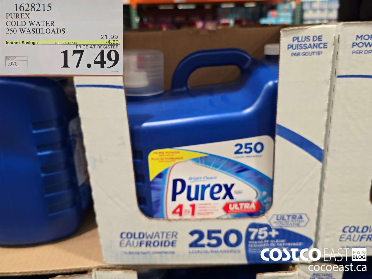 1628215 PUREX COLD WATER 250 washloads ($4.50 INSTANT SAVINGS EXPIRES ON 2024-07-14) $17.49
