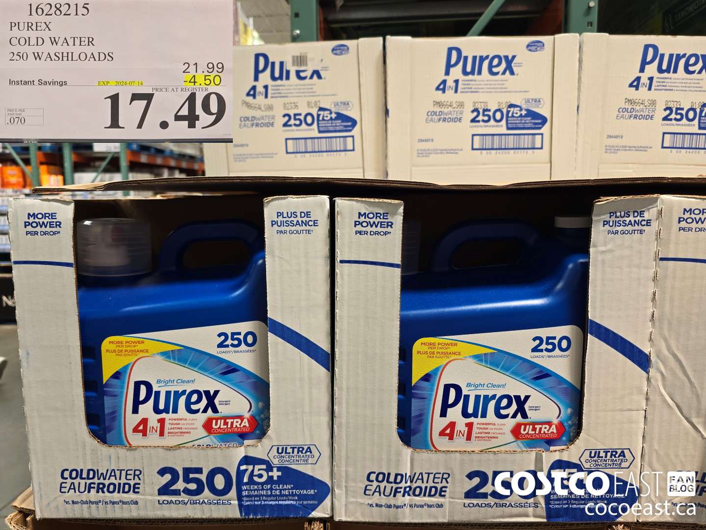 1628215 PUREX COLD WATER 250 washloads ($4.50 INSTANT SAVINGS EXPIRES ON 2024-07-14) $17.49