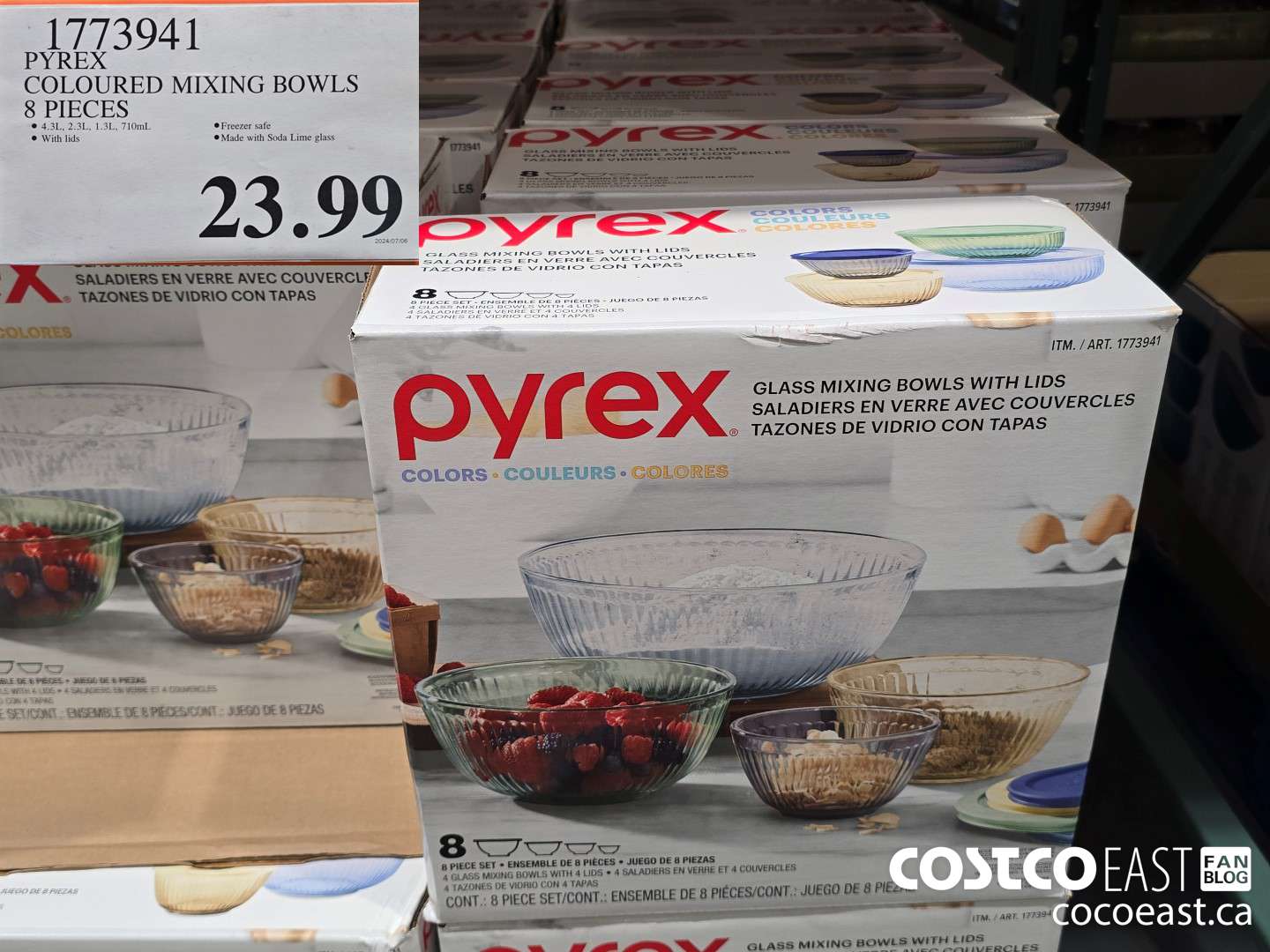 1773941 PYREX COLOURED MIXING BOWLS 8 PIECES $23.99