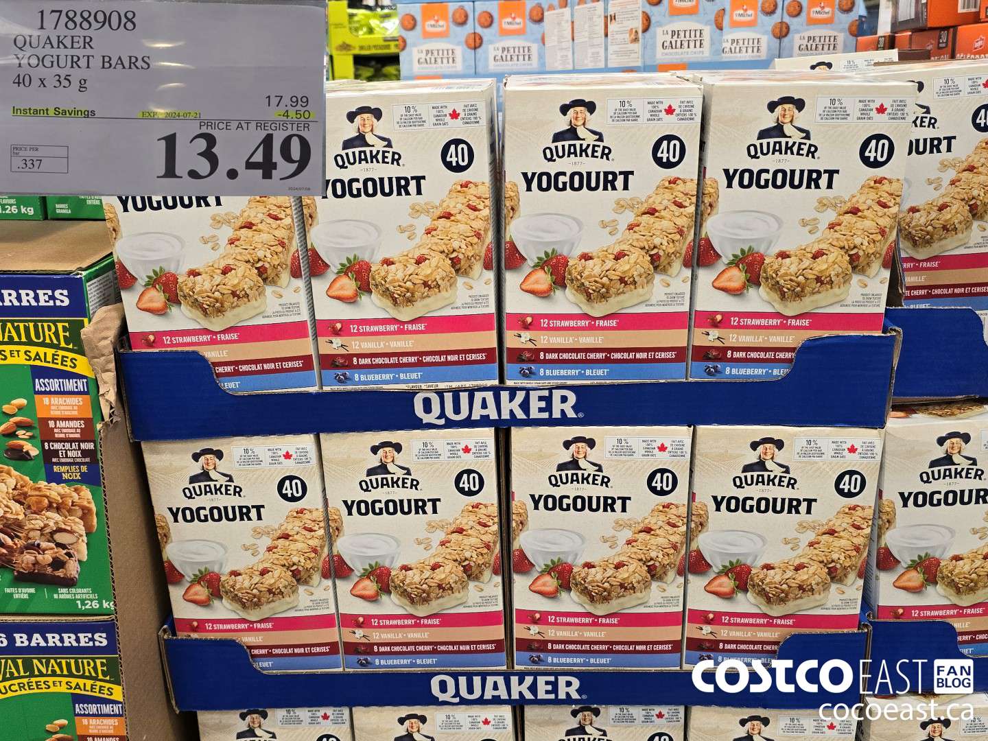 1788908 QUAKER YOGURT BARS 40 x 35g ($4.50 INSTANT SAVINGS EXPIRES ON 2024-07-21) $13.49