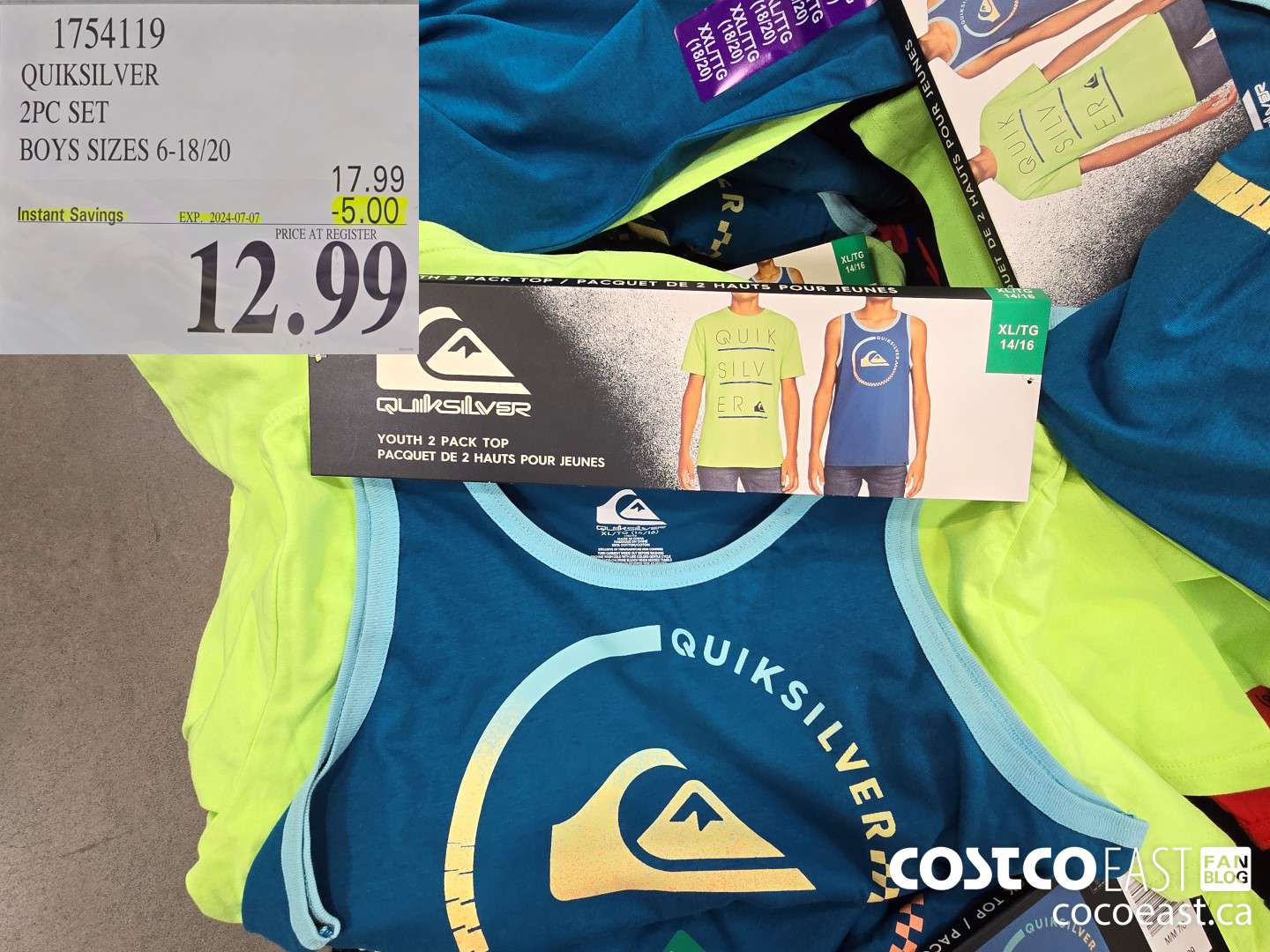 1754119 QUIKSILVER 2PC SET BOYS SIZES 6-18/20 ($5.00 INSTANT SAVINGS EXPIRES ON 2024-07-07) $12.99