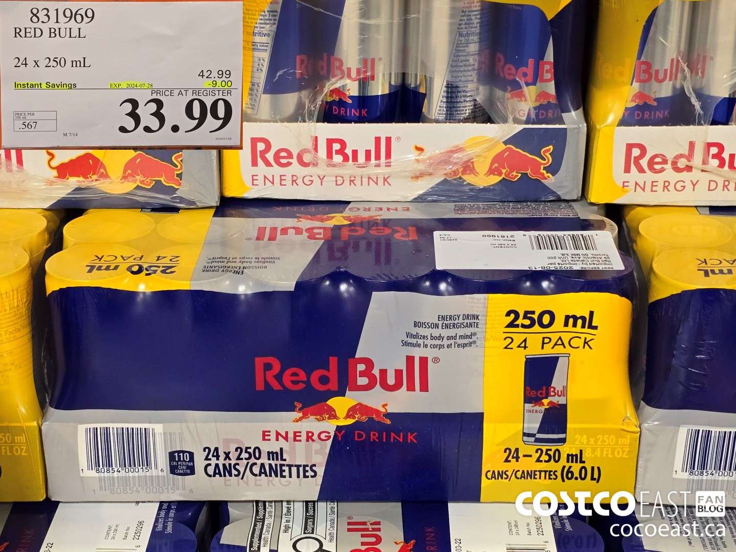 831969 RED BULL 24 x 250 mL ($9.00 INSTANT SAVINGS EXPIRES ON 2024-07-28) $33.99