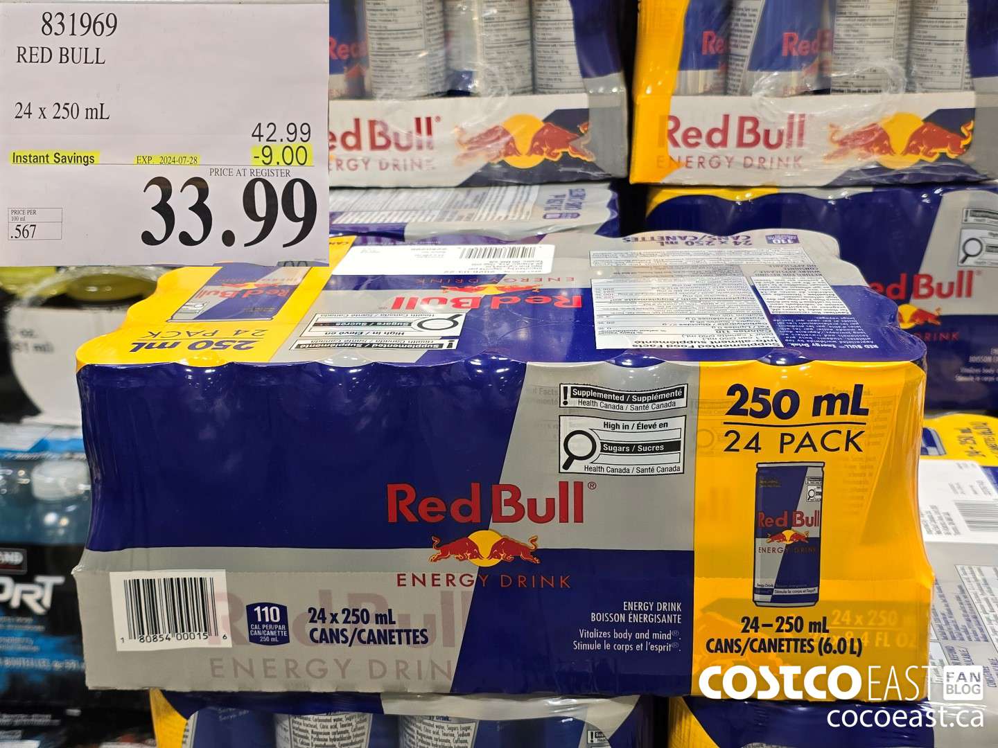831969 RED BULL 24 x 250 mL ($9.00 INSTANT SAVINGS EXPIRES ON 2024-07-28) $33.99