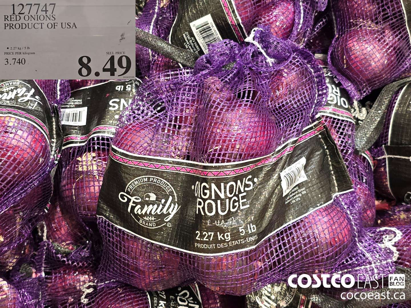 127747 RED ONIONS PRODUCT OF USA $8.49