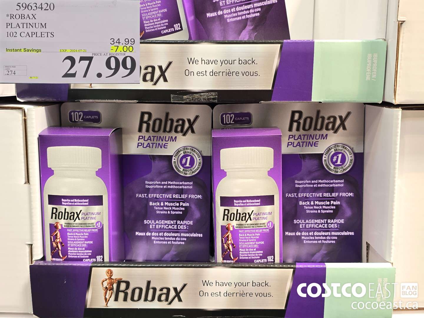 5963420 ROBAX PLATINUM 102 CAPLETS ($7.00 INSTANT SAVINGS EXPIRES ON 2024-07-21) $27.99