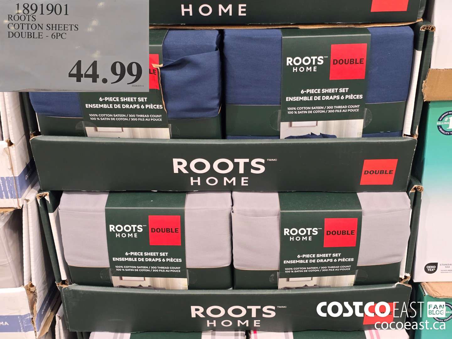 1891901 ROOTS COTTON SHEETS DOUBLE - 6PC $44.99