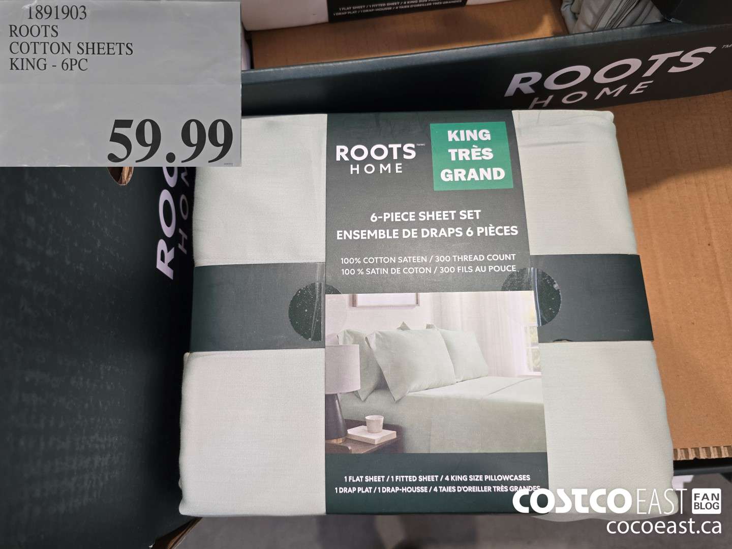 1891903 ROOTS COTTON SHEETS KING - 6PC $59.99