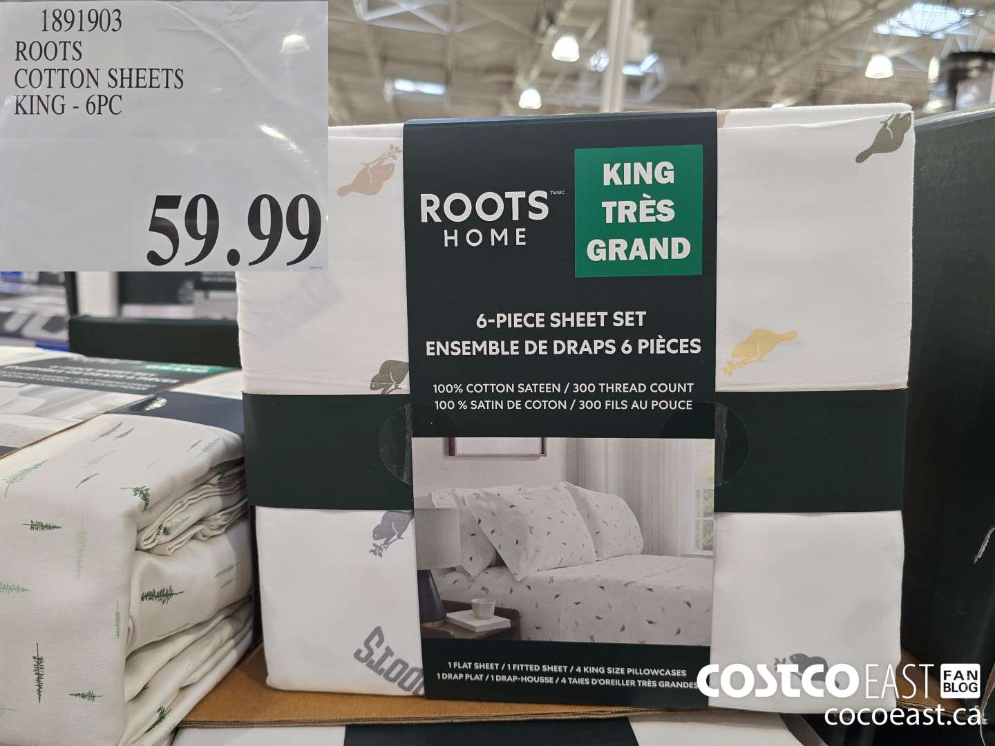 1891903 ROOTS COTTON SHEETS KING - 6PC $59.99