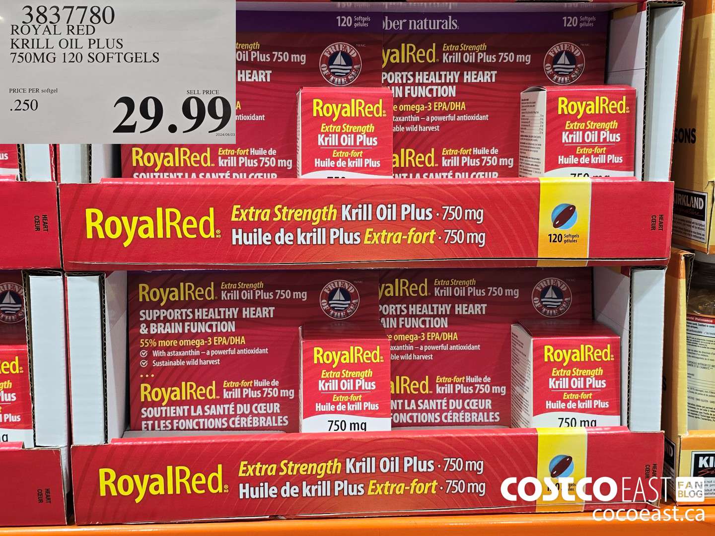 3837780 ROYAL RED KRILL OIL PLUS 750MG 120 SOFTGELS $29.99