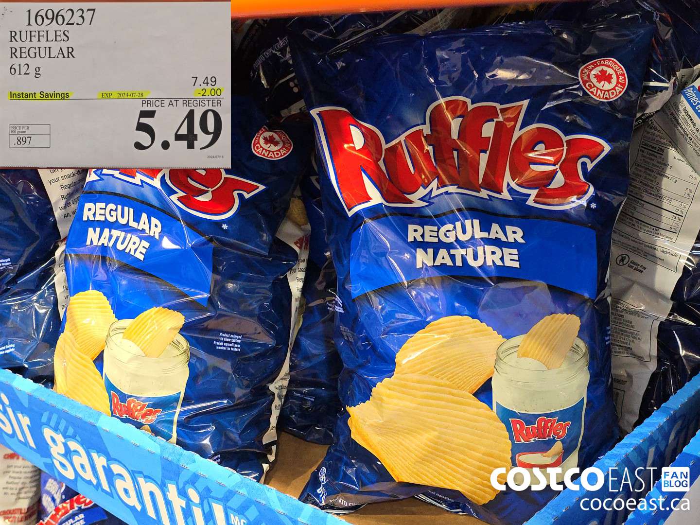 1696237 RUFFLES REGULAR 612 G ($2.00 INSTANT SAVINGS EXPIRES ON 2024-07-28) $5.49