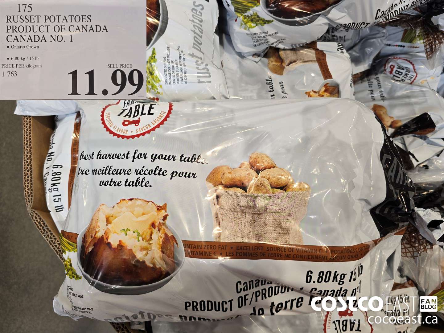 175 RUSSET POTATOES PRODUCT OF CANADA CANADA NO.1 $11.99