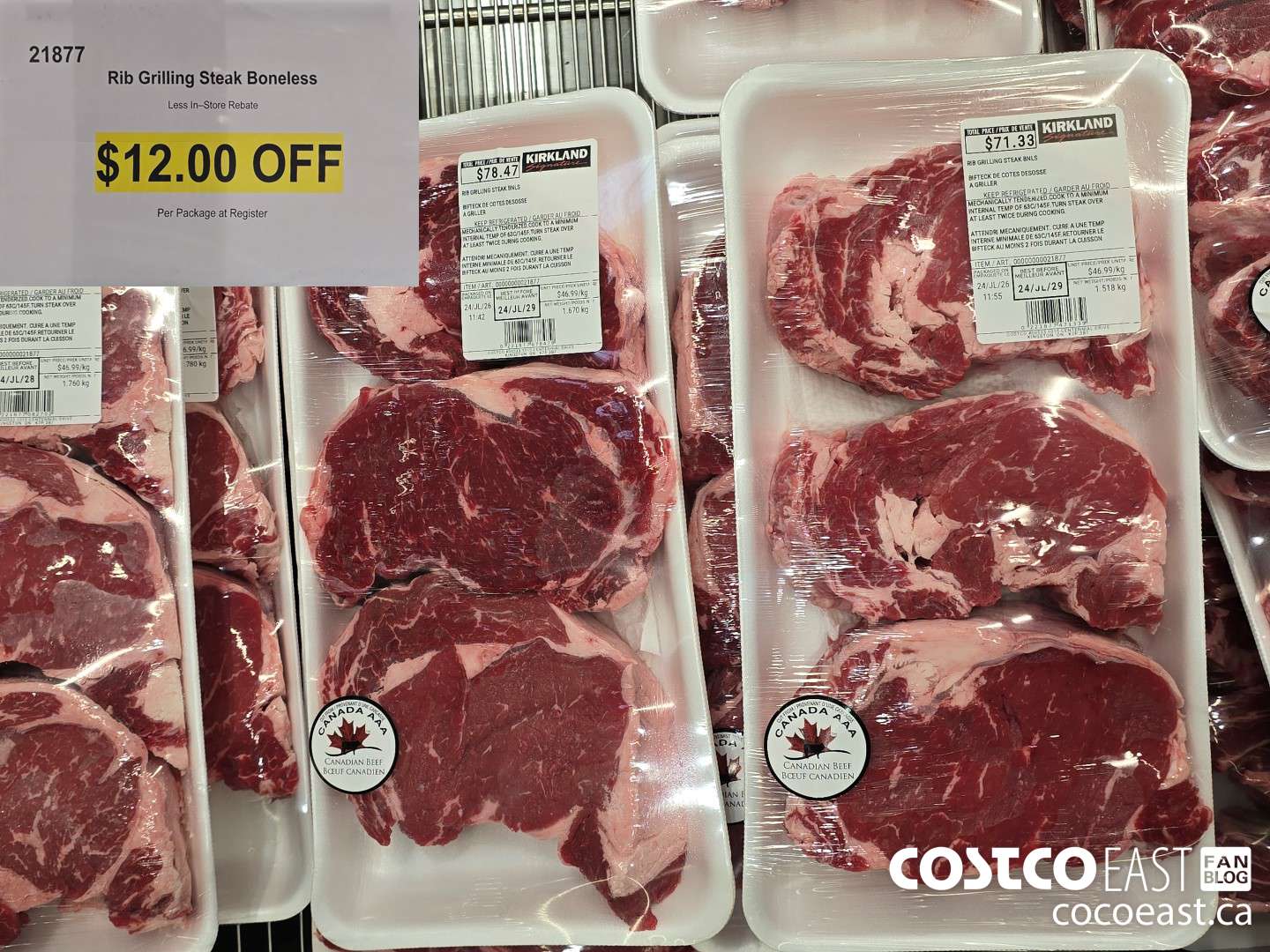 21877 Rib Grilling Steak Boneless ($12.00 INSTANT SAVINGS)