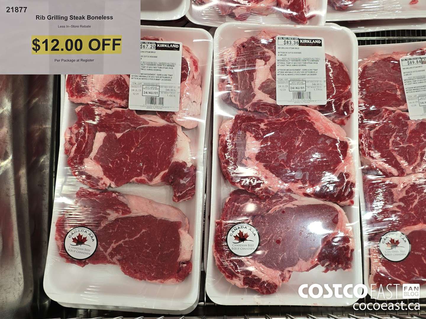 21877 Rib Grilling Steak Boneless ($12.00 INSTANT SAVINGS)