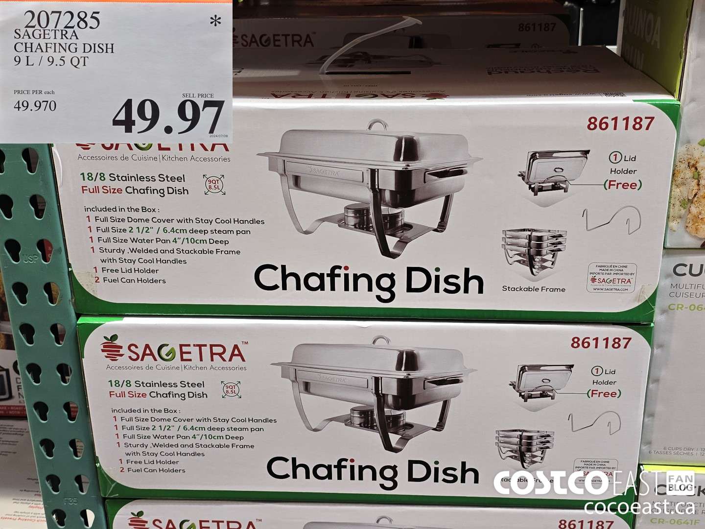 207285 SAGETRA CHAFING DISH 9 L/ 9.5 qt $49.97